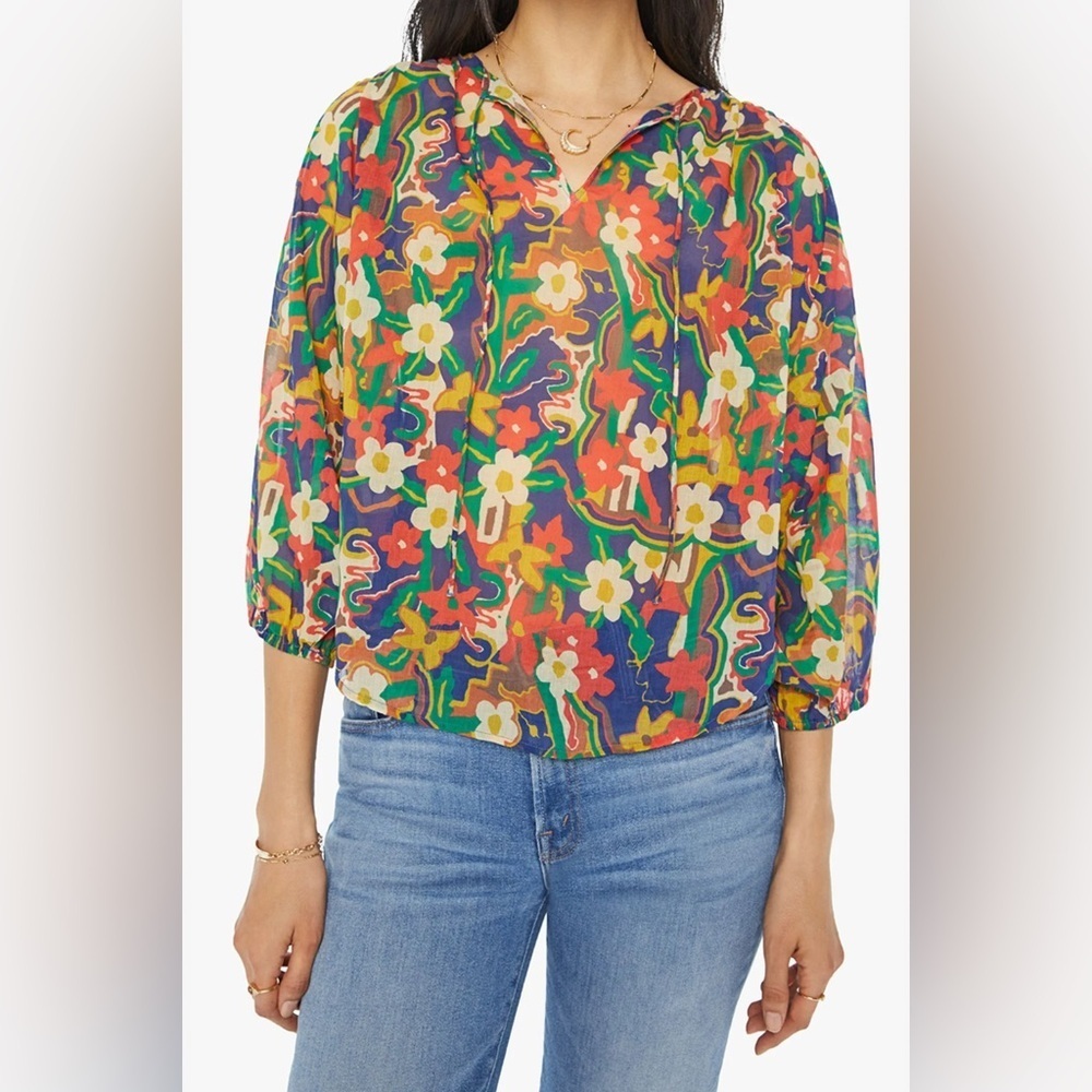 Floral Print Sheer Blouse